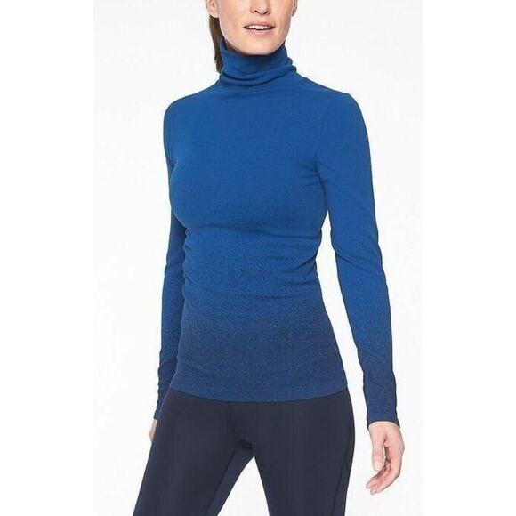 Athleta Womens Flurry Base Layer Ombre Turtleneck Long Sleeve Blue Top Size L - Picture 1 of 7
